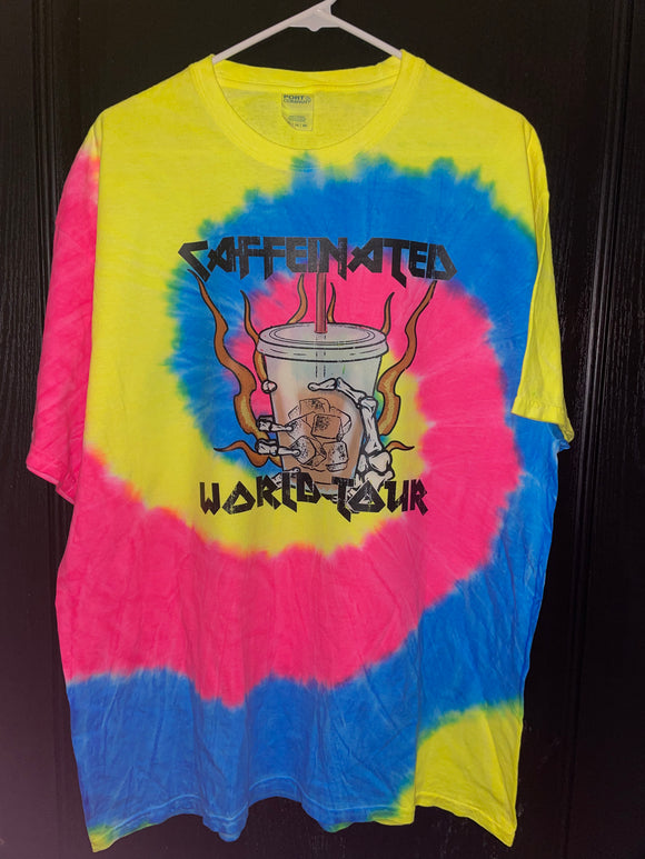 Caffeinated Tour tye dye tshirt